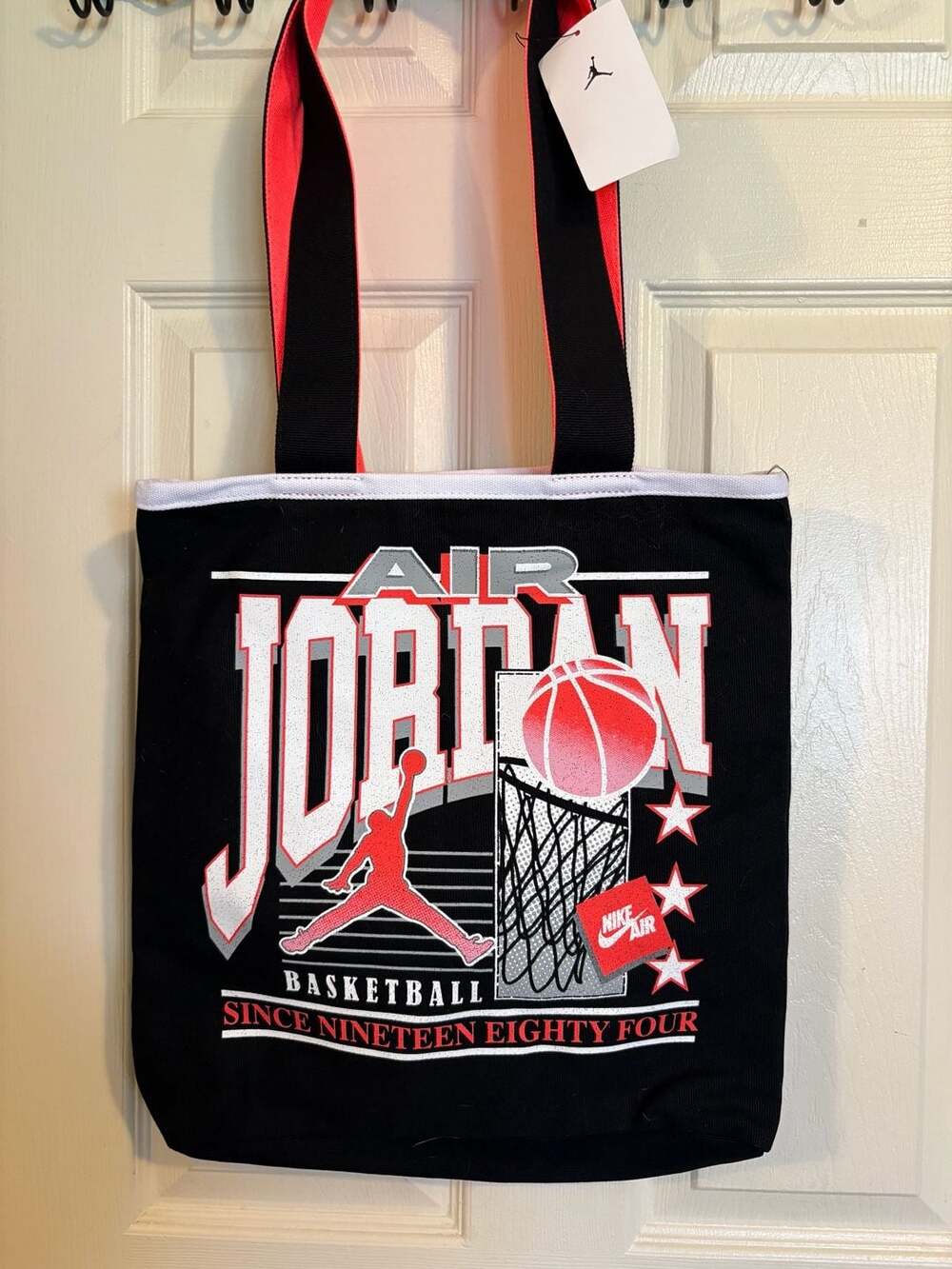 Jordan Jam 84 Unisex Vintage Look Tote Bag Black Red